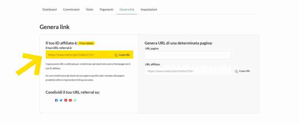motorsport tutorial affiliazione codice link affiliato